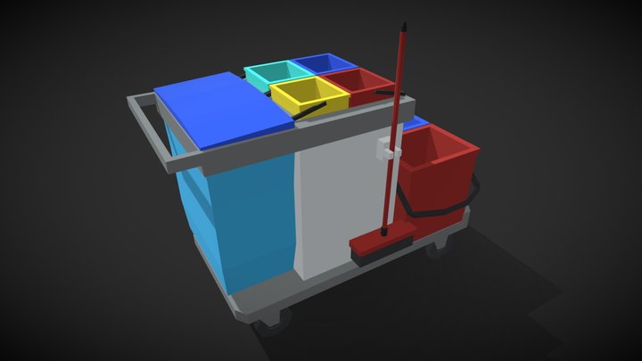 Lowpoly Cleaning Cart 3D Model