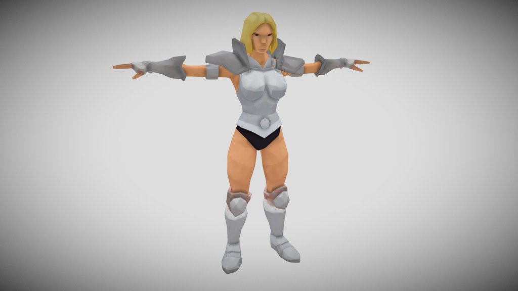 Blonde Warrior Woman lowpoly handpainted