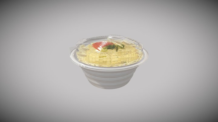 お出汁のきいた明太かき玉うどん【蓋あり】 3D Model