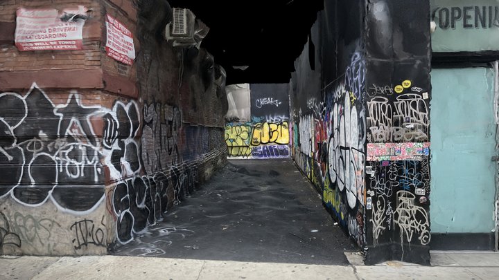 Graffiti street in New York 3D Model