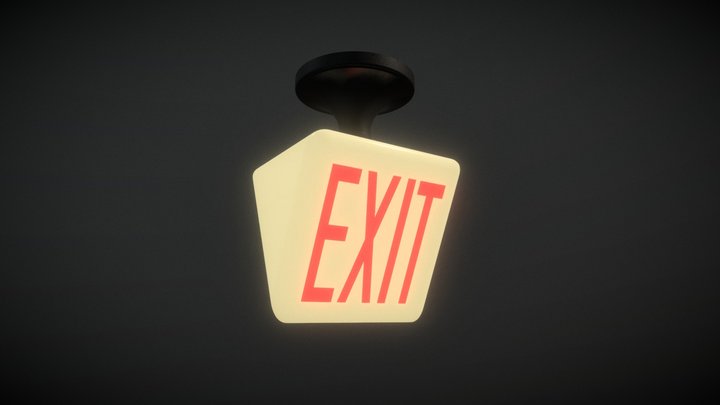 Vintage  red exit sign lights 3D Model