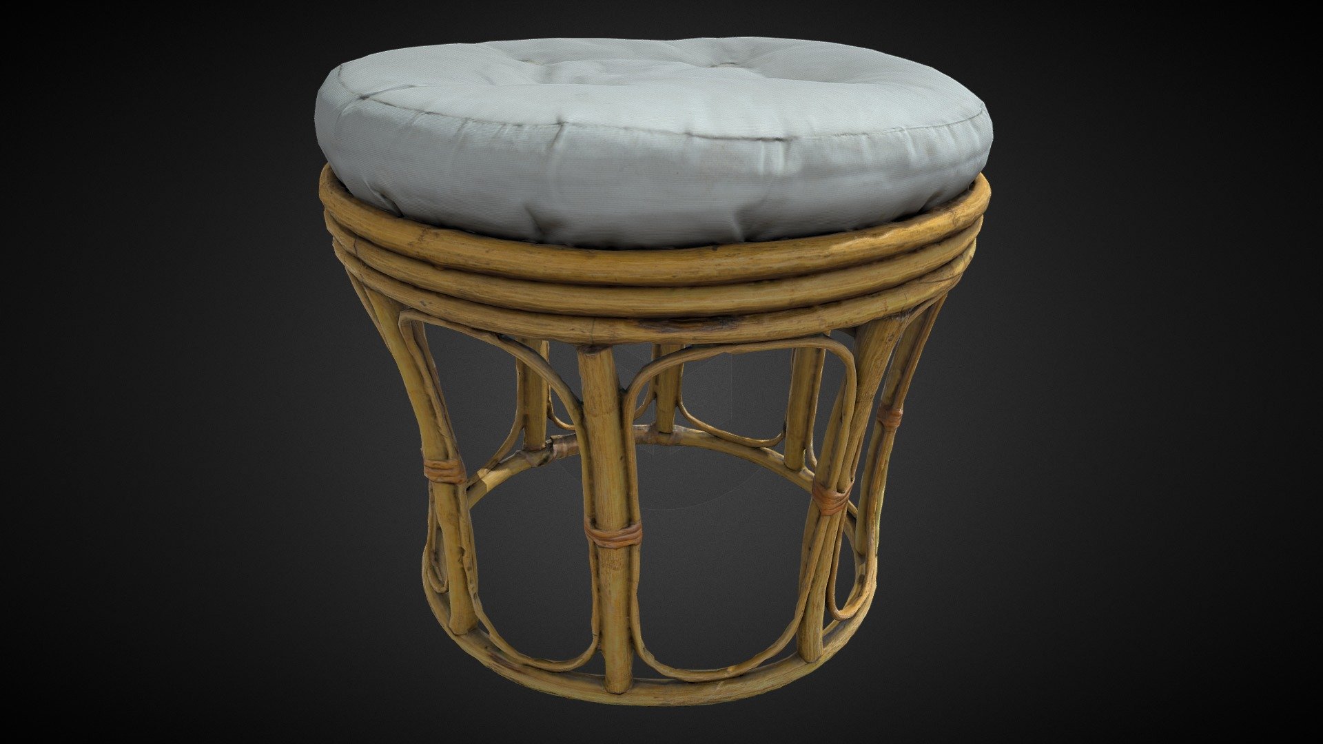 Rattan stool — Sketchfab embed 3D viewer
