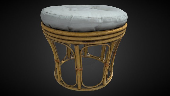 Rattan stool 3D Model