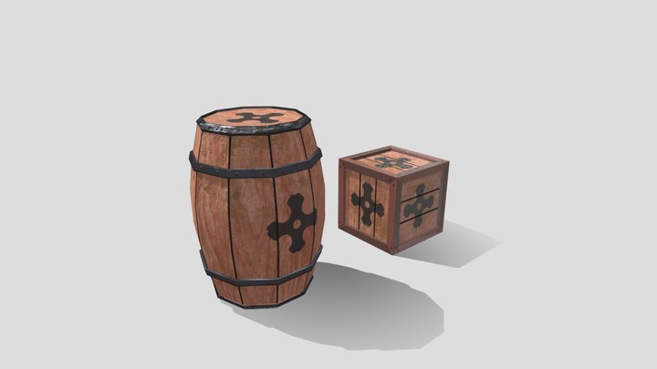 Barrel-Crate 3D Model