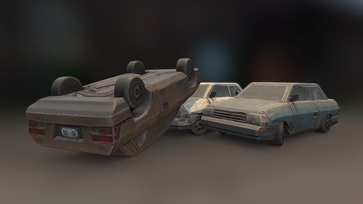 Flood Damaged Cars 3D Model