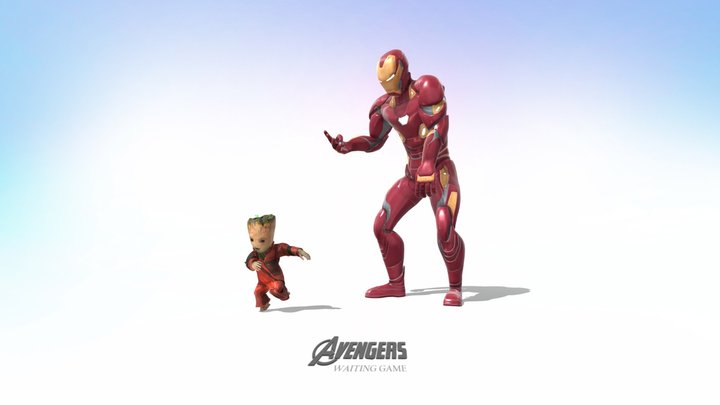 Avengers Endgame - Ironman and Baby Groot dance 3D Model