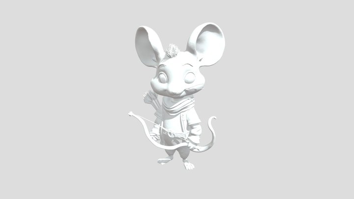 A stylized anthropomorphic mouse archer 3D Model