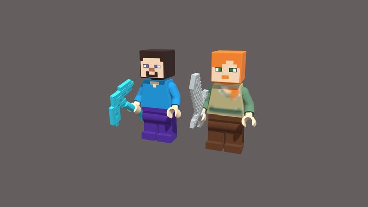 Lego Steve and Alex. 3D Model