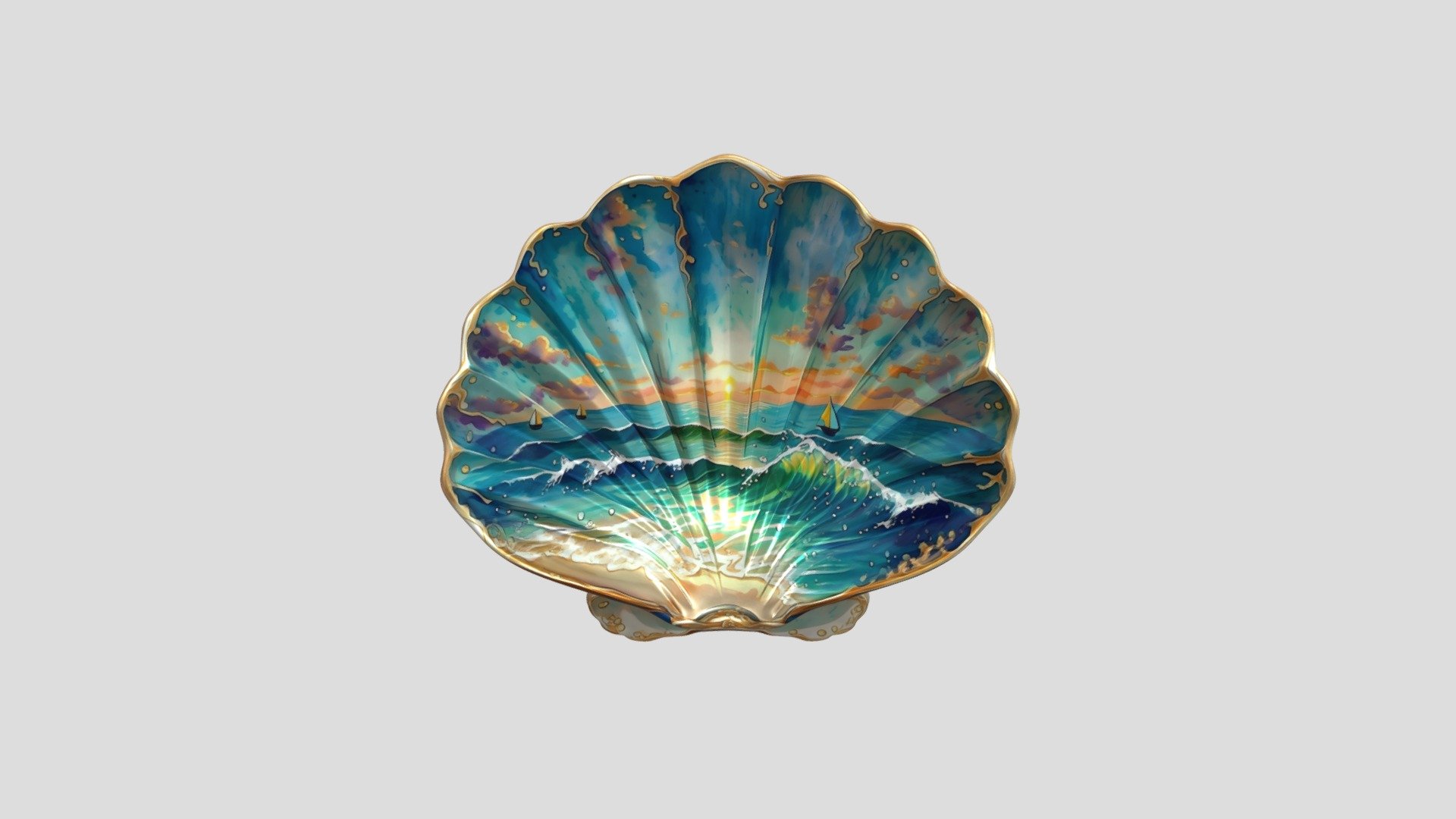 Sunset Seascape in a Shell - 3D model by ToastTehCat [6b8c934] - Sketchfab