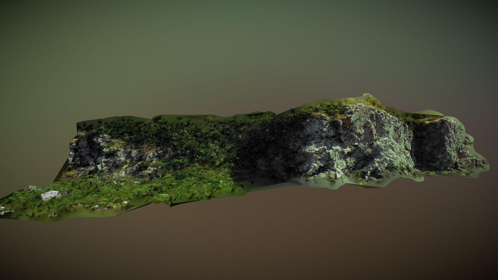 3D model D3fm outcrop - This is a 3D model of the D3fm outcrop. The 3D model is about a green rock formation.