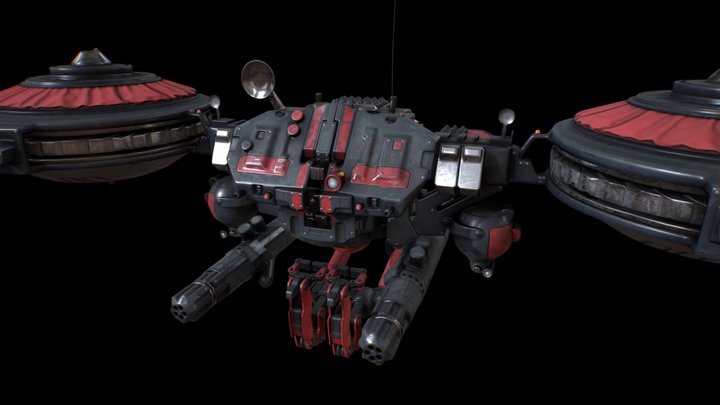 Game-Ready Sci-Fi Military Drone 3D Model