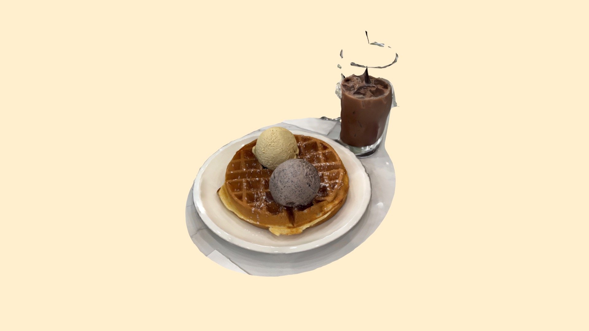 Ice Cream Waffles with Chocolatte Latte