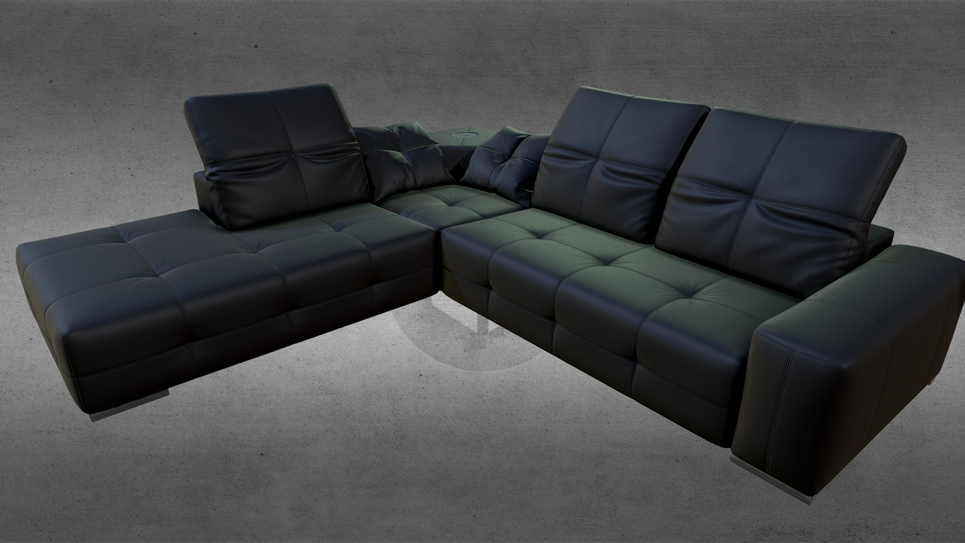 3D model Anim - This is a 3D model of the Anim. The 3D model is about a black couch with a grey cushion.