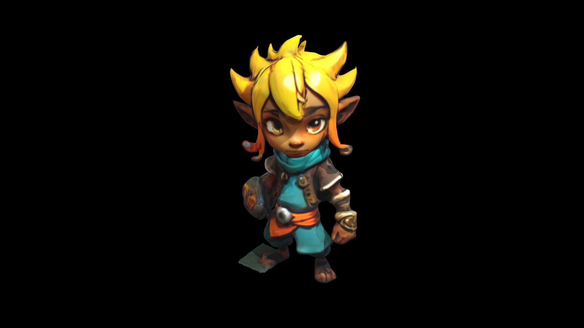 a cartoon character with yellow hair and a bl - Download Free 3D model ...