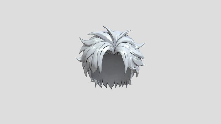 HighPoly Anime Style Hairs 3D Model