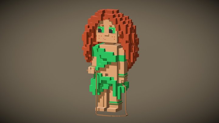 Wild girl Character Voxel 3D Model