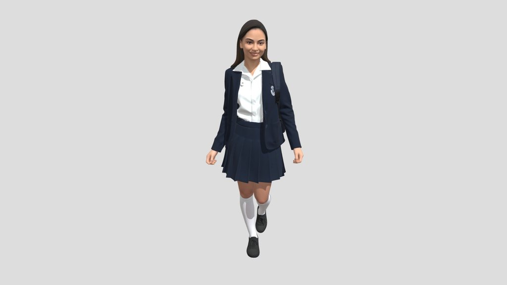 Student in Navy School Uniform