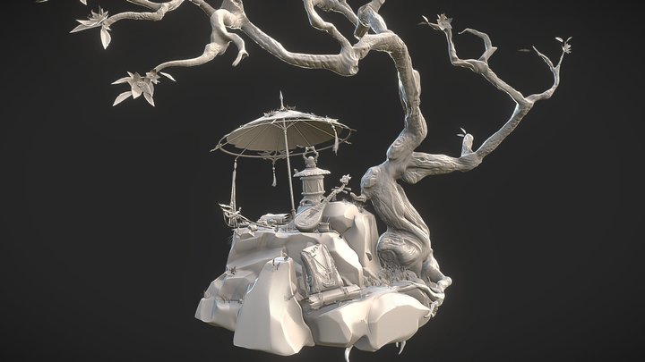 The Adventurer's Camp - Travelling Chinese Bard 3D Model