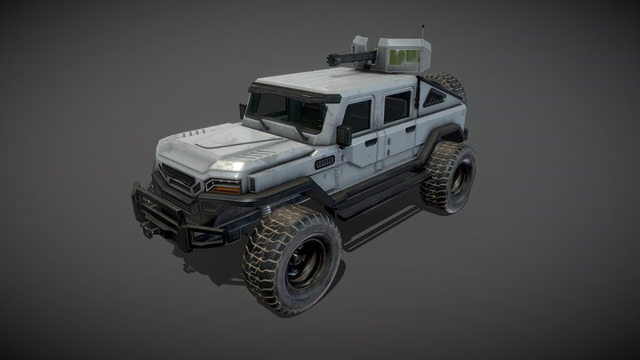 Combat Pickup Truck Military Vehicle AFV 4x4 PBR 3D Model