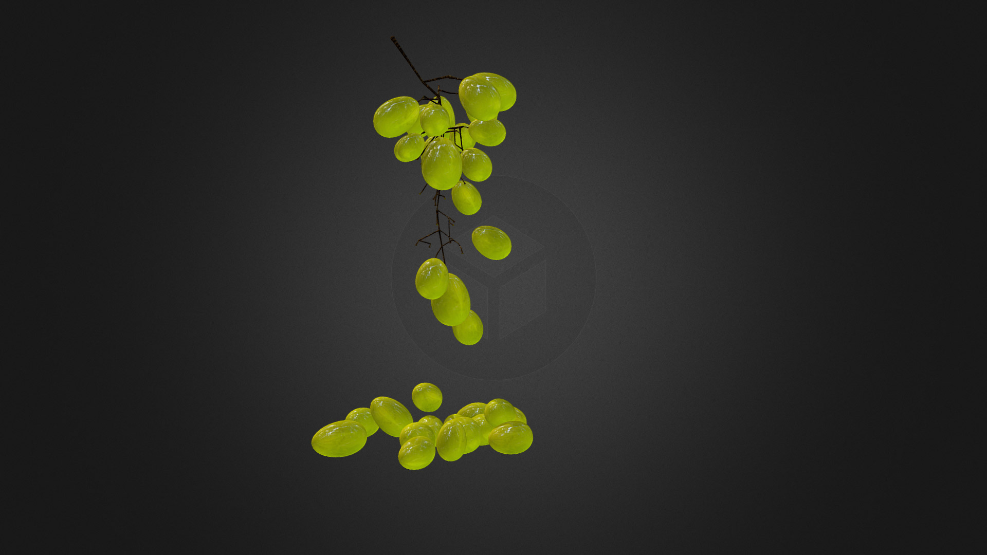 3D model Grape Animation 1 - This is a 3D model of the Grape Animation 1. The 3D model is about a green plant with a black background.