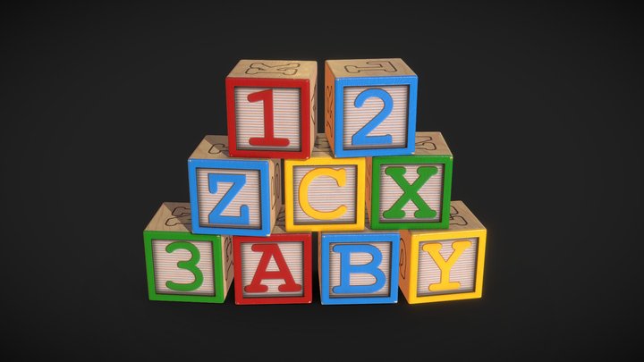 Wooden ABC Toy Blocks 3D Model