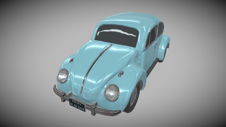 Retro Beetle Car 3D Model