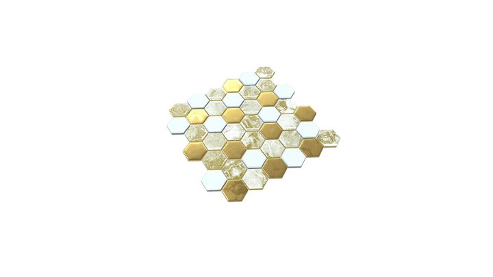 Mozaika Heksagon Volcano Gold White 3D Model