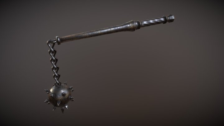 Ornamented Iron Flail 3D Model