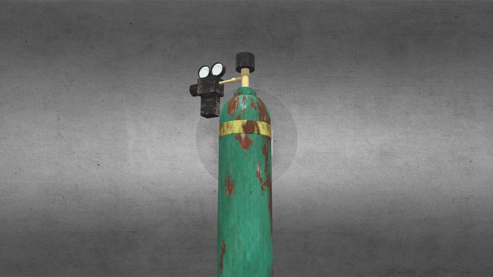 GAME-READY metal gas bottle GREEN  HD prop 3D Model