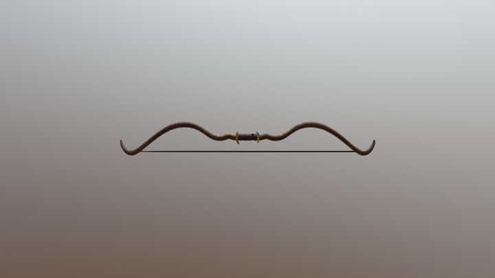 Wooden archery recuve bow - Medium poly 3D Model