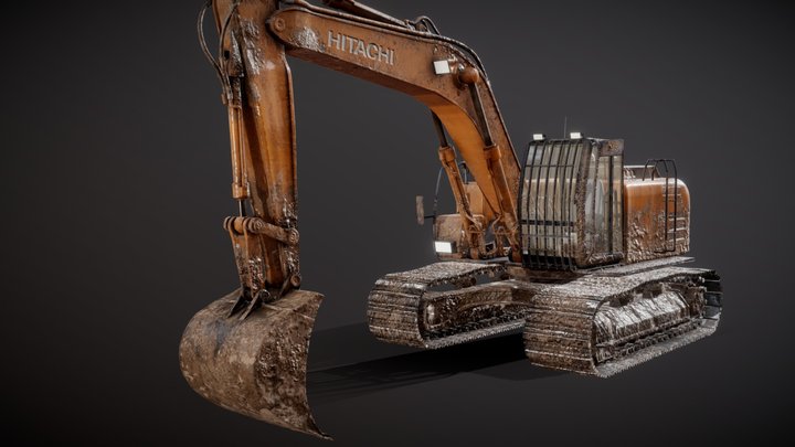 Excavator - Digger Vehicle Dirty Optimized 3D Model