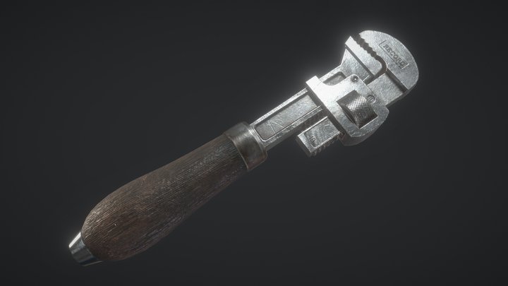 Vintage Adjustable Monkey Wrench 3D Model