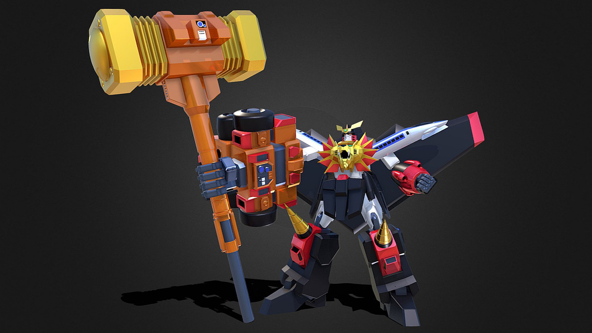 Goldion Hammer GaoGaiGar - 3D model by UTF2005 [6bb5853] - Sketchfab
