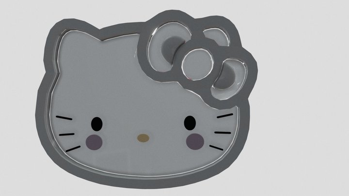 Cute 3D Cat Badge by Pikkme Studios 3D Model