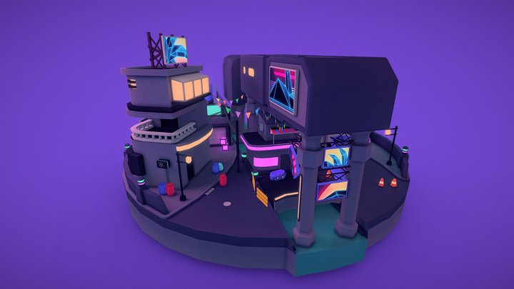 Future City Scene 3D Model