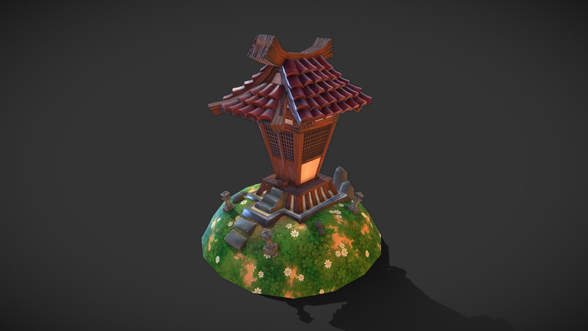 3D model Shrine - This is a 3D model of the Shrine. The 3D model is about a small house made of tree stumps.