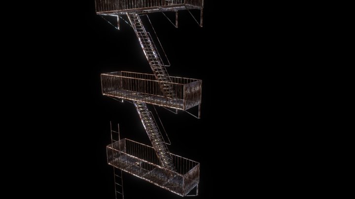 Fire escape stairs 3D Model