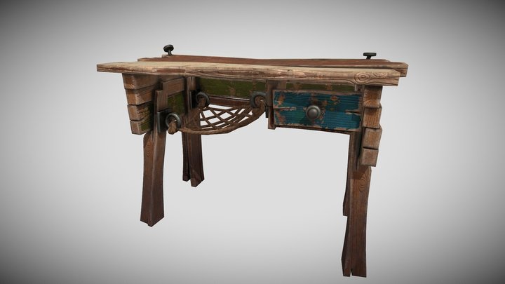 Stylised Desk - Low poly game asset 3D Model