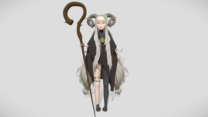 Black Goat (Goat druid girl) 3D Model