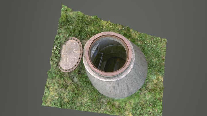 Sewer hatch concrete cover with underground part 3D Model