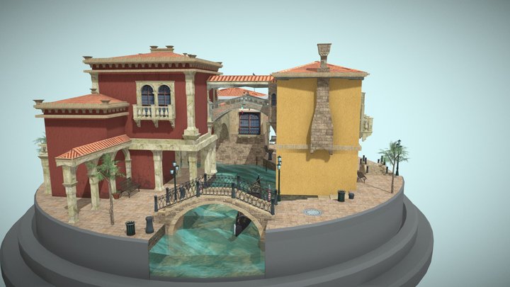 Venice City Scene 3D Model