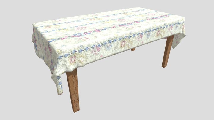 Table and tablecloth  -  mesa con mantel 3D Model