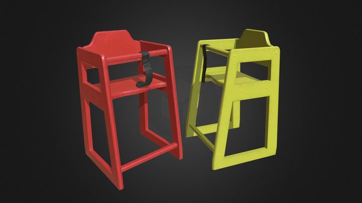 A pair of high chairs 3D Model