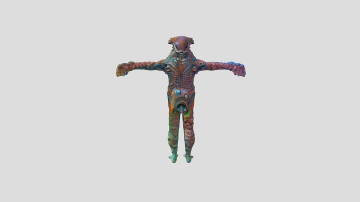 Alien made of rusty iron metal 3D Model