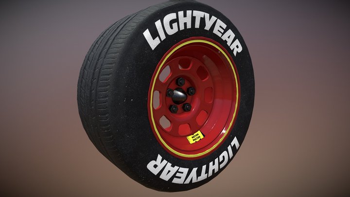 Lightning Mcqueen Wheels, Rim and Tires 3D Model