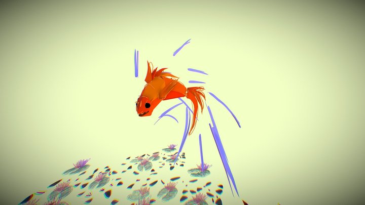 VR painted golden fish 3D Model