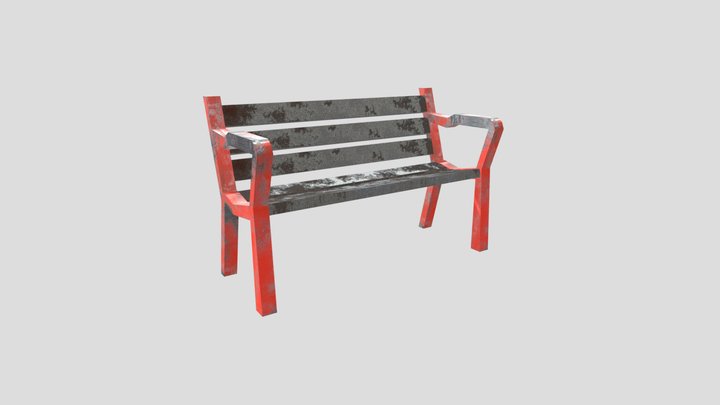 Old Metal Bench 3D Model