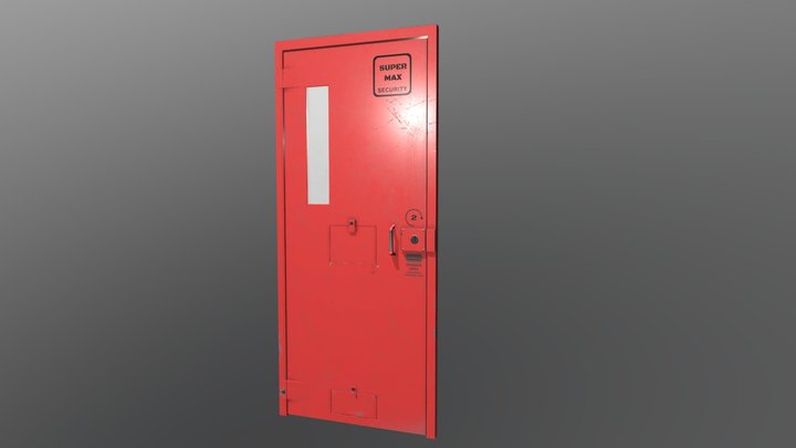 Prison door animated LowPoly 3D Model