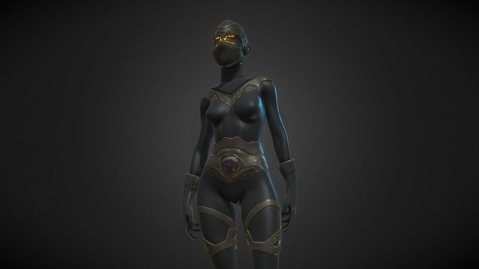 3D model Advanced Female Character 100 with Sci-fi Body Suit - Rigged VR /  AR / low-poly