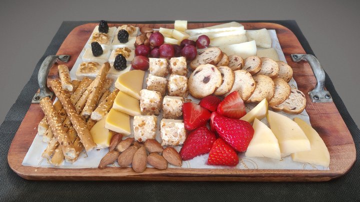 Cheese, fruit and crackers platter 3D Model